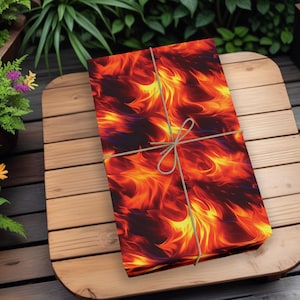 Duurzaam inpakpapier met flikkerende vlam, vuur, eeuwige vlam, leuke inpakpapier punk, eco-inpakpapier, inpakpapier cool vuur K3