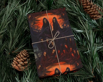 Gothmas wrapping paper, Creepy wrapping paper Horror wrapping paper Witch wrapping paper Pagan wrapping paper Spooky Goth wrapping paper