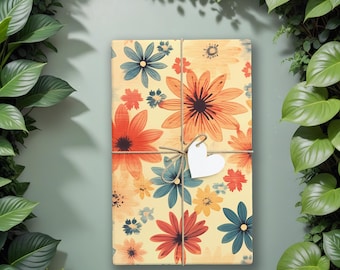70s wrapping, Retro floral wrapping, Flower Retro Gift Wrap Paper, Funky wrapping paper, 70s gift wrap, Seventies wrapping, Groovy wrap K3