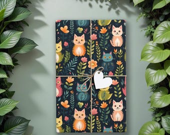 Papel de regalo para gatos, papel de regalo para mascotas, papel de regalo de Navidad, papel de regalo para gatos, papel de regalo para mascotas, papel de regalo Cottagecore K3