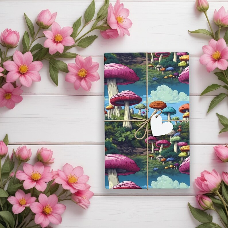 Mushroom Wrapping Paper, Mushroom Gift Wrap, Cottagecore Wrapping Paper ...