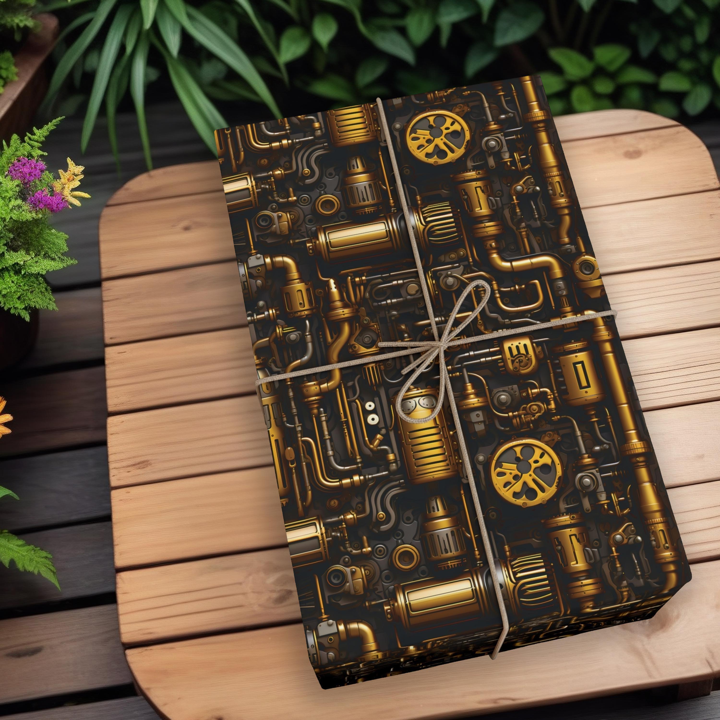 Steampunk Wrapping paper Steampunk Gift wrap Machinery Wrapping paper Factory Pipes gift wrap Industrial wrapping paper Industrial wrap K3