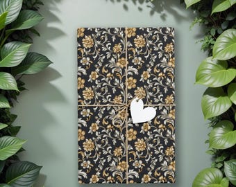 Elegant Floral Gift Wrap, Luxury Floral Wrapping Paper, Baroque Wedding Wrap, Birthday, Anniversary, Holiday Gift Wrap K3