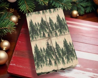 Papier do pakowania Vintage Forest, papier do pakowania prezentów Pine Tree dla mężczyzn, rustykalny papier do pakowania prezentów Woodland, zimowy papier do pakowania prezentów Outdoorsy Christmas K6