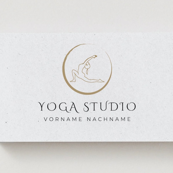 Visitenkartenvorlage, Visitenkarte für Yoga Studio, mit Logovorlage und Icons, Canva Vorlage, modernes Design, Druckbar, Business Branding