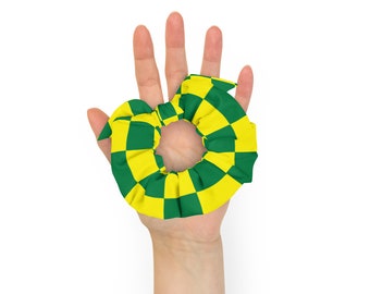 Recycled Ambulance Paramedic Student ECA Green and Yellow Scrunchie