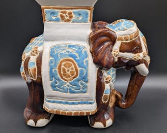 Vintage Chinese Hollywood Regency Ceramic Elephant Plant Stand