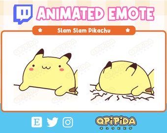 ANIMATED Pikachu Face Slam Table Emote for Twitch and Discord ! Cute Chibi Kawaii Pokemon Emote for streaming - OMG / GG / Bang Head Sticker