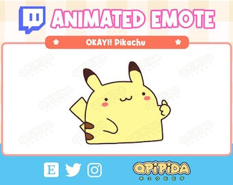 ANIMATED Pikachu OKAY Emote for Twitch and Discord ! Cute Chibi Kawaii Pokemon Animated Emote for streaming - OK / Good / Nice Sticker