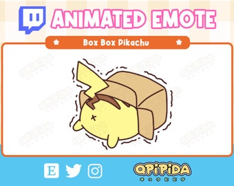 ANIMATED Pikachu Hide in Box Emote for Twitch and Discord ! Cute Chibi Kawaii Pokemon Emote for streaming - Panic / Scared / Nervous Sticker