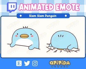 ANIMATED Penguin Face Slam Table Emote for Twitch and Discord ! Cute Chibi Kawaii Penguin Emote for streaming - OMG / GG / Bang Head Sticker
