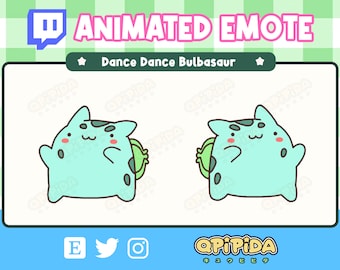 ANIMATED Bulbasaur Dance Emote for Twitch and Discord ! Cute Chibi Kawaii Pokemon Animated Emote for streaming - Happy / Dancing Sticker