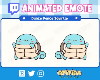 ANIMATED Squirtle Dance Emote for Twitch and Discord ! Cute Chibi Kawaii Pokemon Animated Emote for streaming - Happy / Dancing Sticker