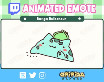 ANIMATED Bulbasaur Bongo Emote for Twitch and Discord ! Cute Chibi Kawaii Pokemon Animated Emotes / Sticker for streaming