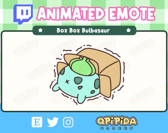 ANIMATED Bulbasaur Hide in Box Emote for Twitch & Discord ! Cute Chibi Kawaii Pokemon Emote for streaming - Panic / Scared / Nervous Sticker