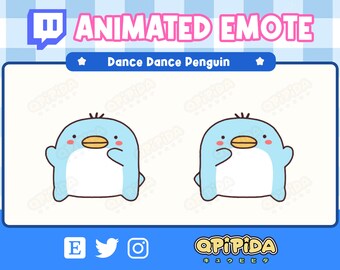 ANIMATED Penguin Dance Emote for Twitch and Discord ! Cute Chibi Kawaii Penguin Animated Emote for streaming - Happy / Dancing Sticker