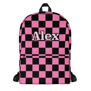 Personalized Checkered Backpack – Custom Name School Bag, Trendy Retro Backpack for Teens, Kids or Adults, Back to School Gift