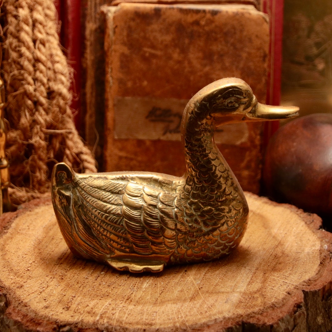 Vintage Brass Duck Figurine Companion Ornament Etsy