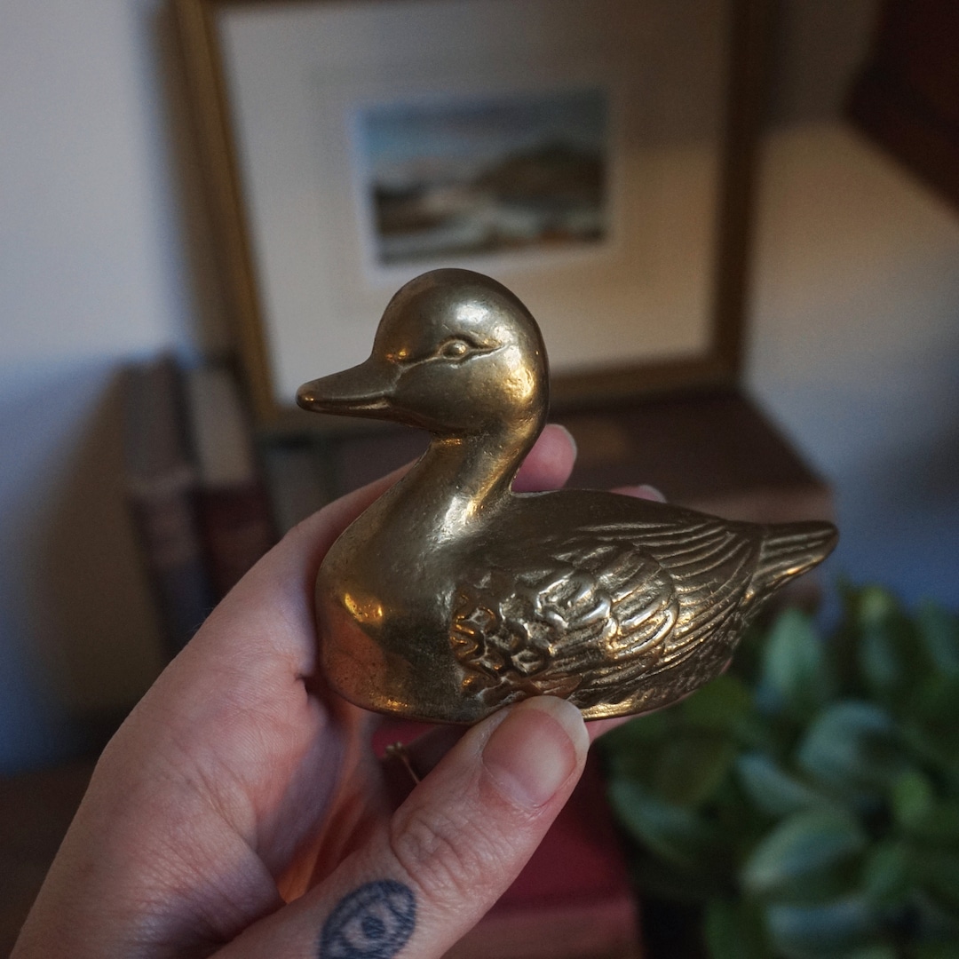 Vintage Brass Duck Figurine Etsy