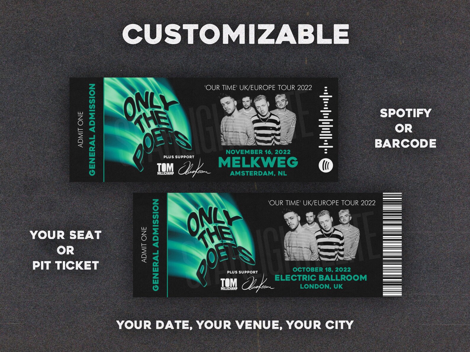 Custom OTP Printable Ticket - Only the Poets Souvenir Ticket - Etsy