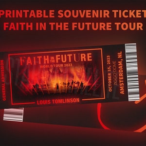 Boleto imprimible personalizado de FITF Tour - Louis Tomlinson Faith In The Future Tour Souvenir Ticket