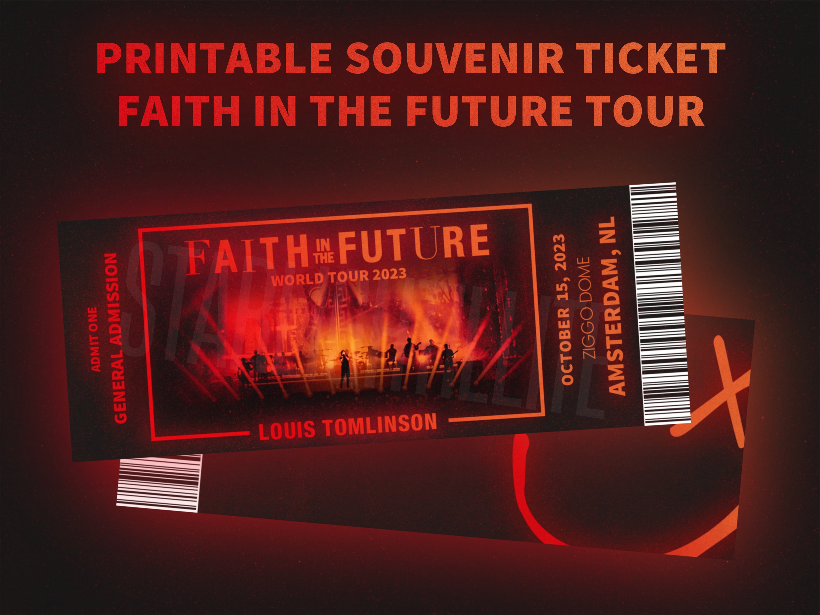 Custom FITF Tour Printable Ticket Louis Tomlinson Faith in 