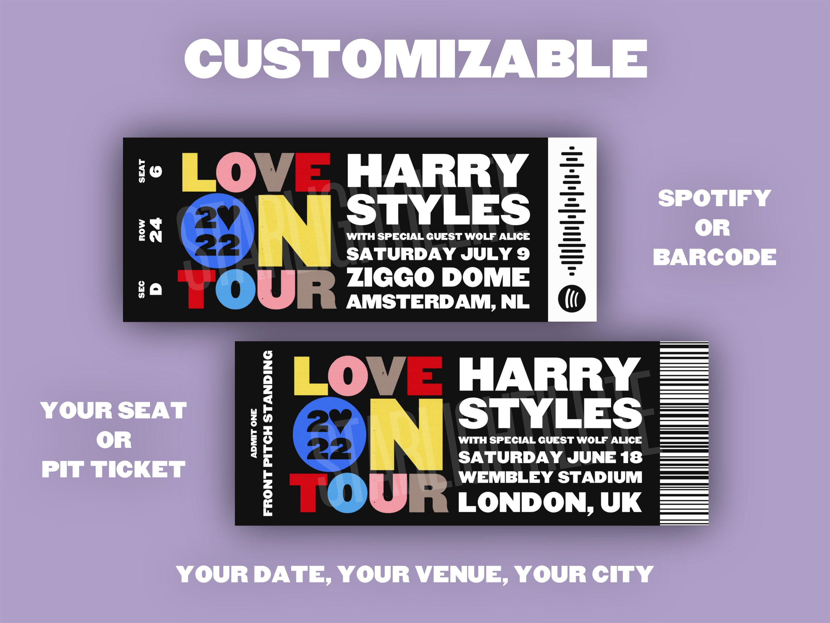 Custom HSLOT Printable Ticket Harry Styles Love on Tour Etsy