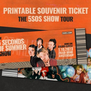 Custom The 5SOS Show Tour Printable Ticket - The 5 Seconds Of Summer Show Tour Souvenir Ticket
