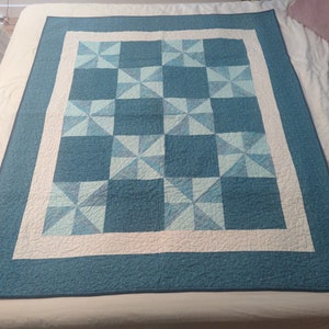 Blue and White Pinwheel Quilt