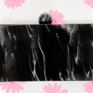 Personalized, Acrylic Black Marble Clutch, Acrylic Clutch Bag, Evening Clutch