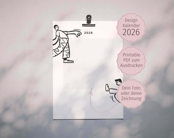 Modelo de calendário fotográfico para imprimir · Calendário artesanal · Modelo de calendário · 2026 · Simples e em alemão para impressão e personalização
