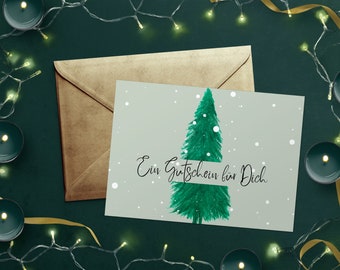 Kerstbon kaart kerstboom in A6 te downloaden! Voucher om te downloaden