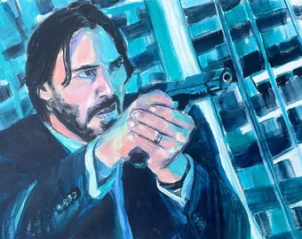 JOHN WICK - Keanu Reeves Painting Hand Painted Original Artwork
