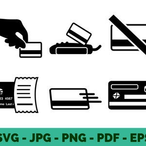 Paquete SVG de tarjeta de crédito / Clipart de íconos comerciales / Diseños vectoriales para archivos Cricut