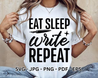 Paquete SVG de escritor y autor / Imágenes prediseñadas de cita creativa divertida / Diseño de camiseta vectorial para amantes de los libros, Cricut PNG, descarga digital