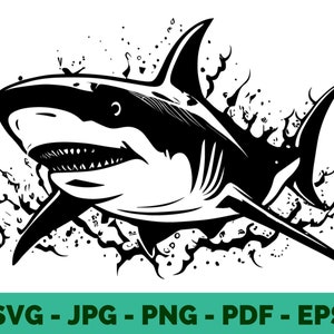 Shark SVG | Ocean Animal Clipart | Sea Life Vector | T-shirt Design | Cricut Cut File