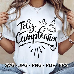Feliz Cumpleaños SVG: Happy Birthday Clipart, Cake Topper Design (Digital Download)