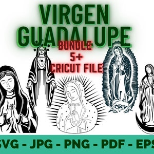 Virgen de Guadalupe SVG / Virgen María y Madre María SVG / Lady Guadalupe Archivo digital / Paquete para Cricut