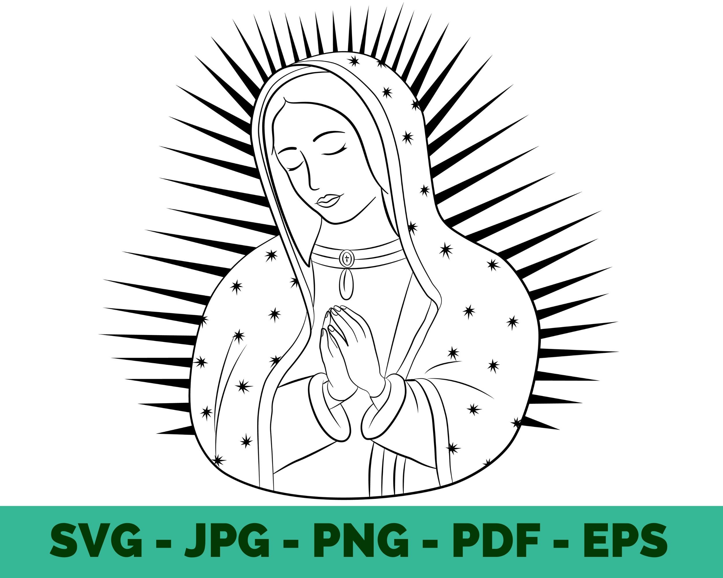 Virgen De Guadalupe SVG PNG File Virgen Stamp White Virgin - Etsy Australia