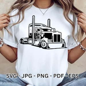 Semi Truck SVG | American Trucker Clipart | Freight Truck Silhouette | Truck Driver Vector | Truck Logo | Cricut | Transportation SVG