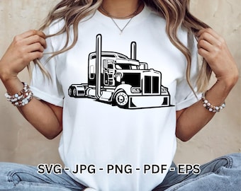 Semi Truck SVG | American Trucker Clipart | Freight Truck Silhouette | Truck Driver Vector | Truck Logo | Cricut | Transportation SVG
