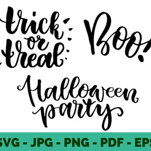 Halloween SVG | Trick or Treat & Boo Clipart for Halloween Party T-Shirts | Happy Halloween Design Cricut Instant Download