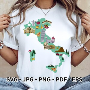 Italy Map SVG Bundle | Italian Travel Silhouette Clipart | Rome Landmark Vector Outline | T-Shirt Sublimation Cricut Digital Download