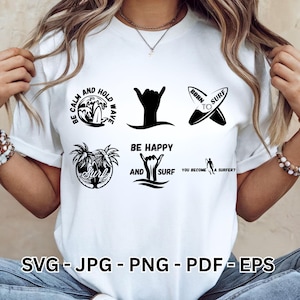 Surf SVG Bundle | Surfing Clipart | Surfboard Beach Vector | Summer Sublimation | Cricut File