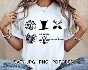 Surf SVG Bundle for Cricut | Surfing Clipart Surfboard Beach Vector | Summer Sublimation Instant Download
