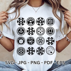 Poker Chip SVG Bundle | Las Vegas Casino SVG Designs | Poker Trip Clipart & T-Shirt Vector Files for Cricut Silhouette