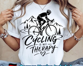 Cycling Is My Therapy SVG PNG | Mountain Bike & Road Cyclist Design | Cricut Sublimation Cut File Digital Download