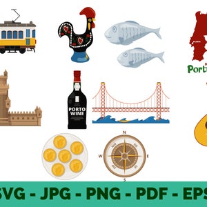 Portugal Rooster svg / Portugal Clipart / Portugal Galo Barcelos clipart / Portugal bundle / Wine svg / Portugal Map svg