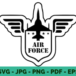 SVG dell&#39;aeronautica / Clipart dell&#39;esercito patriottico e militare per la stampa su magliette Cricut / Download istantaneo di vettori veterani statunitensi