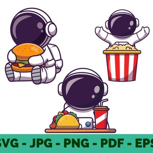 Cute Astronaut Clipart | Food & Cartoon Space Man Vector for Sublimation Cricut Instant Download
